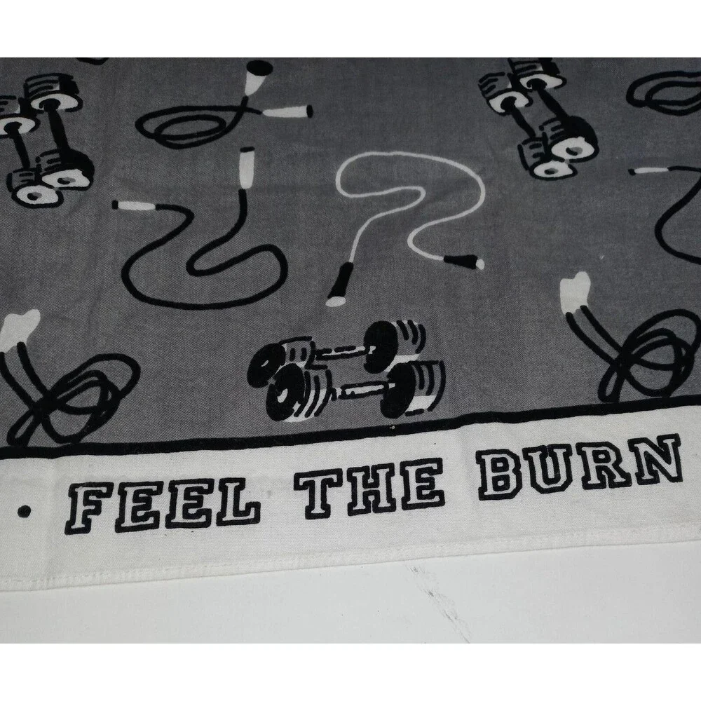 Feel The Burn Workout Fitness Bandana with Jump Ropes Weights Pump It Up Gray